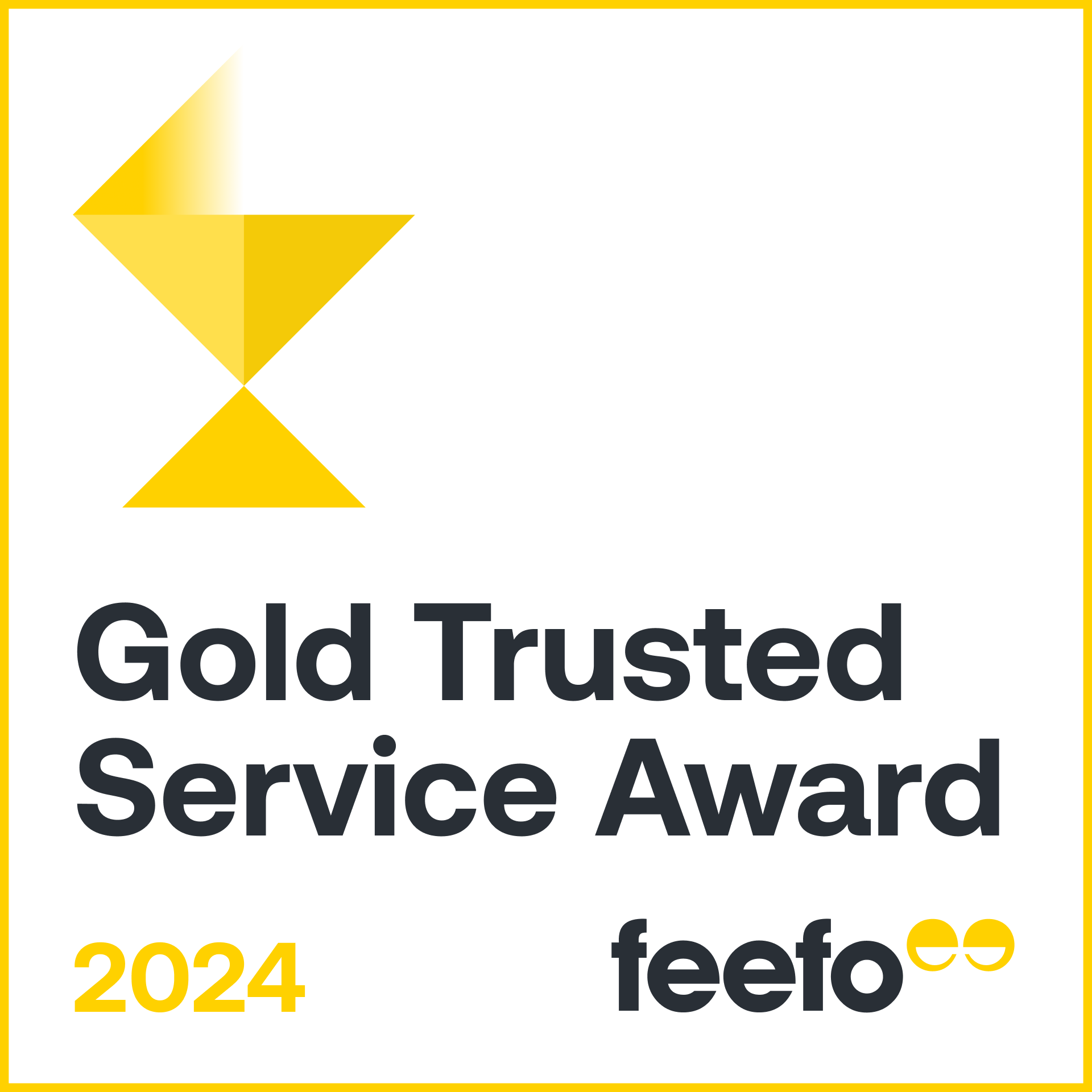 Gold Trusted Service Award 2024 Feefo Badge